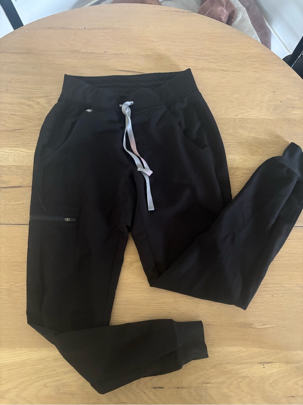 Figs Black Joggers with Grey Drawstring